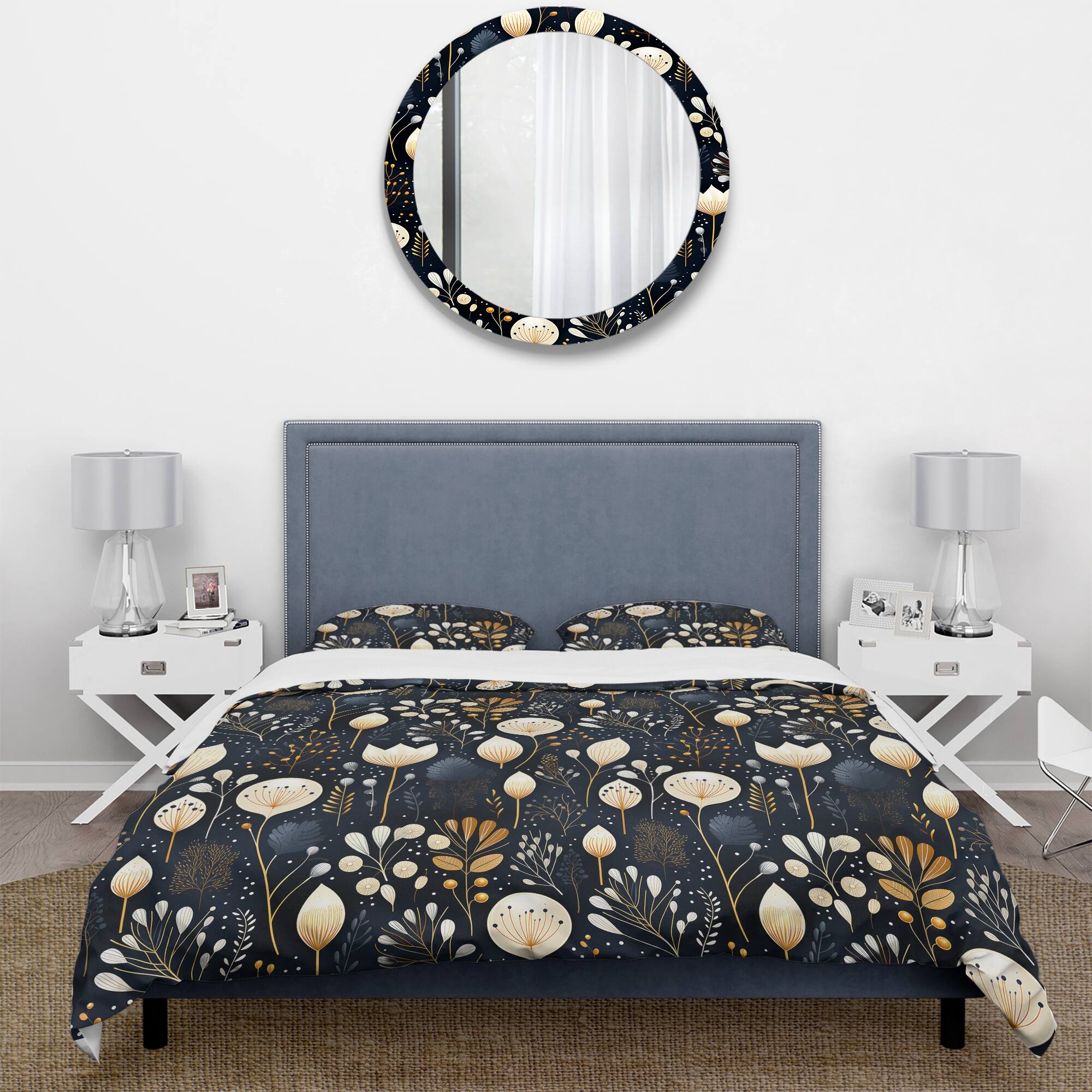Designart "Artistic Essence Floral Pattern I" Yellow Cottage Bedding